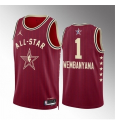 Men 2024 All Star 1 Victor Wembanyama Crimson Stitched Basketball Jersey Men 2024 All Star 1 Victor Wembanyama Crimson Stitched Basketball Jersey