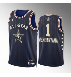 Men 2024 All Star 1 Victor Wembanyama Navy Stitched Basketball Jersey Men 2024 All Star 1 Victor Wembanyama Navy Stitched Basketball Jersey