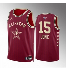 Men 2024 All Star 15 Nikola Jokic Crimson Stitched Basketball Jersey Men 2024 All Star 15 Nikola Jokic Crimson Stitched Basketball Jersey