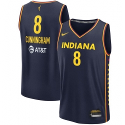 Women Indiana Fever Cunningham #8 Blue Stitched Basketball WNBA Jersey