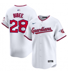Men Cleveland Guardians 28 Tanner Bibee White Home Limited Stitched Baseball Jersey Men Cleveland Guardians 28 Tanner Bibee White Home Limited Stitched Baseball Jersey