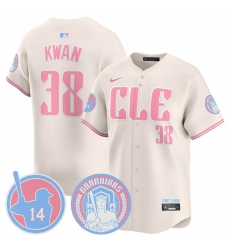 Men Cleveland Guardians 38 Steven Kwan Cream Bubblegum Pink 2025 Vapor Limited Stitched Baseball Jersey Men Cleveland Guardians 38 Steven Kwan Cream Bubblegum Pink 2025 Vapor Limited Stitched Baseball Jersey