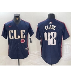 Men Cleveland Guardians 48 Emmanuel Clase Navy 2024 City Connect Limited Stitched Baseball Jersey 2 Men Cleveland Guardians 48 Emmanuel Clase Navy 2024 City Connect Limited Stitched Baseball Jersey 2
