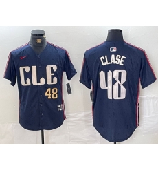 Men Cleveland Guardians 48 Emmanuel Clase Navy 2024 City Connect Limited Stitched Baseball Jersey 3 Men Cleveland Guardians 48 Emmanuel Clase Navy 2024 City Connect Limited Stitched Baseball Jersey 3