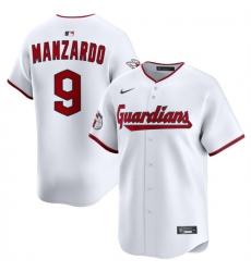 Men Cleveland Guardians 9 Kyle Manzardo White Home Limited Stitched Baseball Jersey Men Cleveland Guardians 9 Kyle Manzardo White Home Limited Stitched Baseball Jersey