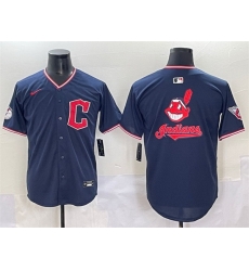 Men Cleveland Guardians Team Big Logo Navy 2025 Alternate Limited Stitched Baseball Jersey