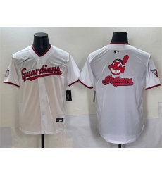 Men Cleveland Guardians Team Big Logo White Home Limited Stitched Baseball Jersey Men Cleveland Guardians Team Big Logo White Home Limited Stitched Baseball Jersey