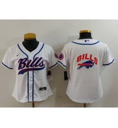 Women Buffalo Bills White Team Big Logo With Patch Cool Base Stitched Baseball Jersey 5 Women Buffalo Bills White Team Big Logo With Patch Cool Base Stitched Baseball Jersey 5
