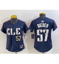 Women Cleveland Guardians 57 Shane Bieber Navy 2024 City Connect Limited Stitched Baseball Jersey Women Cleveland Guardians 57 Shane Bieber Navy 2024 City Connect Limited Stitched Baseball Jersey