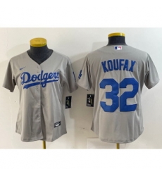 Women MLB Dodgers 32 Sandy Koufax Gray Nike Cool Base Women Jersey Women MLB Dodgers 32 Sandy Koufax Gray Nike Cool Base Women Jersey