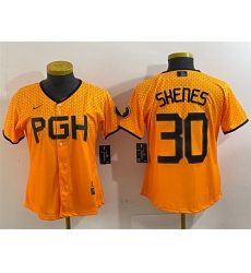 Women Pittsburgh Pirates 30 Paul Skenes Gold City Connect Stitched Jersey Women Pittsburgh Pirates 30 Paul Skenes Gold City Connect Stitched Jersey