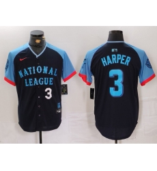 Men National League 3 Bryce Harper Navy 2024 All Star Limited Stitched Baseball Jersey 7 Men National League 3 Bryce Harper Navy 2024 All Star Limited Stitched Baseball Jersey 7