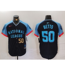 Men National League 50 Mookie Betts Navy 2024 All Star Limited Stitched Baseball Jersey 6 Men National League 50 Mookie Betts Navy 2024 All Star Limited Stitched Baseball Jersey 6