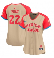 Women American League 22 Juan Soto Cream 2024 All Star Limited Stitched Baseball Jersey Women American League 22 Juan Soto Cream 2024 All Star Limited Stitched Baseball Jersey
