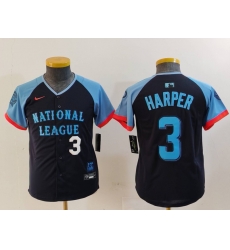 Youth National League 3 Bryce Harper Navy 2024 All Star Limited Stitched Baseball Jersey 1 Youth National League 3 Bryce Harper Navy 2024 All Star Limited Stitched Baseball Jersey 1