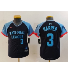 Youth National League 3 Bryce Harper Navy 2024 All Star Limited Stitched Baseball Jersey 2 Youth National League 3 Bryce Harper Navy 2024 All Star Limited Stitched Baseball Jersey 2