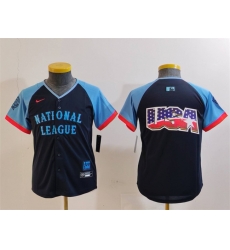 Youth National League Navy 2024 All Star Big Logo Limited Stitched Jersey Youth National League Navy 2024 All Star Big Logo Limited Stitched Jersey