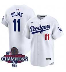 Men Nike Los Angeles Dodgers Miguel Rojas #11 White 2024 World Series Champions Stitched MLB Jersey Men Nike Los Angeles Dodgers Miguel Rojas #11 White 2024 World Series Champions Stitched MLB Jersey