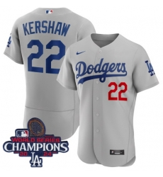 Youth Nike Los Angeles Dodgers Clayton Kershaw #22 Gray Flex Base 2024 World Series Champions Stitched MLB Jersey Youth Nike Los Angeles Dodgers Clayton Kershaw #22 Gray Flex Base 2024 World Series Champions Stitched MLB Jersey