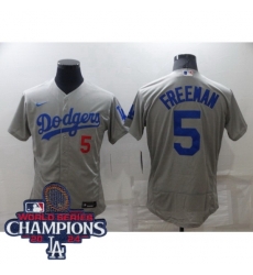 Youth Nike Los Angeles Dodgers Freddie Freeman #5 Gray Flex Base 2024 World Series Champions Stitched MLB Jersey Youth Nike Los Angeles Dodgers Freddie Freeman #5 Gray Flex Base 2024 World Series Champions Stitched MLB Jersey