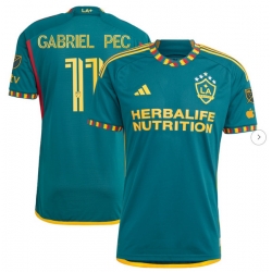 Mens LA Galaxy Gabriel Pec adidas Green 2024 LA Kit Authentic Player Jersey