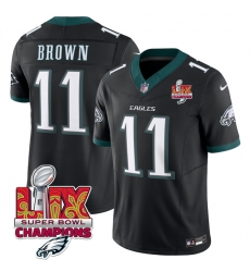 Men Philadelphia Eagles 11 A J Brown Black 2025 Eagles Logo Super Bowl LIX Patch New F U S E Vapor Untouchable Limited Stitched Football Jersey Men Philadelphia Eagles 11 A J Brown Black 2025 Eagles Logo Super Bowl LIX Patch New F U S E Vapor Untouchable Limited Stitched Football Jersey