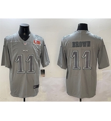 Men Philadelphia Eagles 11 A J Brown Grey 2025 Super Bowl LIX Patch Atmosphere Fashion Vapor Untouchable Limited Stitched Football Jersey Men Philadelphia Eagles 11 A J Brown Grey 2025 Super Bowl LIX Patch Atmosphere Fashion Vapor Untouchable Limited Stitched Football Jersey