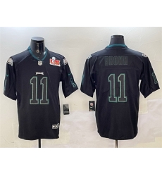 Men Philadelphia Eagles 11 A J Brown Lights Out Black 2025 Super Bowl LIX Patch Color Rush Vapor Untouchable Limited Stitched Football Jersey Men Philadelphia Eagles 11 A J Brown Lights Out Black 2025 Super Bowl LIX Patch Color Rush Vapor Untouchable Limited Stitched Football Jersey