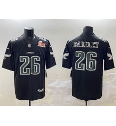 Men Philadelphia Eagles 26 Saquon Barkley Black 2025 Super Bowl LIX Patch Fashion Vapor Untouchable Limited Stitched Football Jersey Men Philadelphia Eagles 26 Saquon Barkley Black 2025 Super Bowl LIX Patch Fashion Vapor Untouchable Limited Stitched Football Jersey