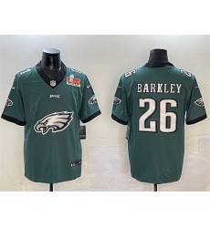 Men Philadelphia Eagles 26 Saquon Barkley Green 2025 Super Bowl LIX Patch Team Big Logo Vapor Untouchable Limited Stitched Football Jersey Men Philadelphia Eagles 26 Saquon Barkley Green 2025 Super Bowl LIX Patch Team Big Logo Vapor Untouchable Limited Stitched Football Jersey