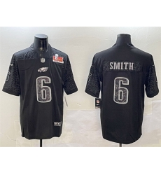 Men Philadelphia Eagles 6 DeVonta Smith Black 2025 Super Bowl LIX Patch Reflective Vapor Untouchable Limited Stitched Football Jersey Men Philadelphia Eagles 6 DeVonta Smith Black 2025 Super Bowl LIX Patch Reflective Vapor Untouchable Limited Stitched Football Jersey
