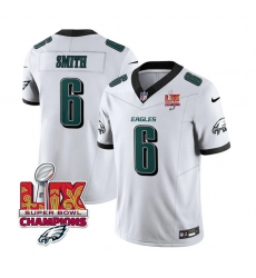 Men Philadelphia Eagles 6 DeVonta Smith White 2025 Eagles Logo Super Bowl LIX Patch New F U S E Vapor Untouchable Limited Stitched Football Jersey Men Philadelphia Eagles 6 DeVonta Smith White 2025 Eagles Logo Super Bowl LIX Patch New F U S E Vapor Untouchable Limited Stitched Football Jersey