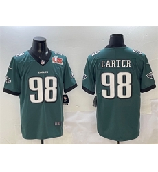 Men Philadelphia Eagles 98 Jalen Carter Green 2025 Super Bowl LIX Patch New Vapor Untouchable Limited Stitched Football Jersey Men Philadelphia Eagles 98 Jalen Carter Green 2025 Super Bowl LIX Patch New Vapor Untouchable Limited Stitched Football Jersey