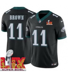 Men Philadelphia Eagles A.J. Brown #11 Black 2024 2025 Super Bowl LIX F U S E Stitched NFL Jersey Men Philadelphia Eagles A.J. Brown #11 Black 2024 2025 Super Bowl LIX F U S E Stitched NFL Jersey