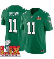 Men Philadelphia Eagles A.J. Brown #11 Kelly Green 2024 2025 Super Bowl LIX F U S E Stitched NFL Jersey Men Philadelphia Eagles A.J. Brown #11 Kelly Green 2024 2025 Super Bowl LIX F U S E Stitched NFL Jersey