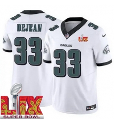 Men Philadelphia Eagles Cooper DeJean #33 White 2024 2025 Super Bowl LIX F U S E Stitched NFL Jersey Men Philadelphia Eagles Cooper DeJean #33 White 2024 2025 Super Bowl LIX F U S E Stitched NFL Jersey