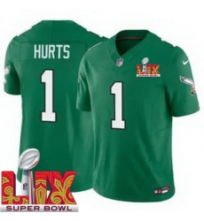 Men Philadelphia Eagles Jalen Hurts #1 Kelly Green 2024 2025 Super Bowl LIX F U S E Stitched NFL Jersey Men Philadelphia Eagles Jalen Hurts #1 Kelly Green 2024 2025 Super Bowl LIX F U S E Stitched NFL Jersey