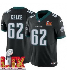 Men Philadelphia Eagles Jason Kelce #62 Black 2024 2025 Super Bowl LIX F U S E Stitched NFL Jersey Men Philadelphia Eagles Jason Kelce #62 Black 2024 2025 Super Bowl LIX F U S E Stitched NFL Jersey