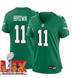 Women Philadelphia Eagles A.J. Brown #11 Kelly Green 2024 2025 Super Bowl LIX F U S E Stitched NFL Jersey Women Philadelphia Eagles A.J. Brown #11 Kelly Green 2024 2025 Super Bowl LIX F U S E Stitched NFL Jersey