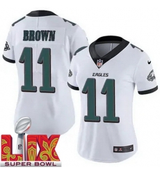 Women Philadelphia Eagles A.J. Brown #11 White 2024 2025 Super Bowl LIX F U S E Stitched NFL Jersey Women Philadelphia Eagles A.J. Brown #11 White 2024 2025 Super Bowl LIX F U S E Stitched NFL Jersey