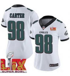 Women Philadelphia Eagles Jalen Carter #98 White 2024 2025 Super Bowl LIX F U S E Stitched NFL Jersey Women Philadelphia Eagles Jalen Carter #98 White 2024 2025 Super Bowl LIX F U S E Stitched NFL Jersey