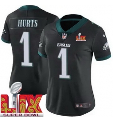 Women Philadelphia Eagles Jalen Hurts #1 Black 2024 2025 Super Bowl LIX F U S E Stitched NFL Jersey Women Philadelphia Eagles Jalen Hurts #1 Black 2024 2025 Super Bowl LIX F U S E Stitched NFL Jersey