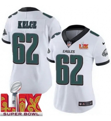 Women Philadelphia Eagles Jason Kelce #62 White 2024 2025 Super Bowl LIX F U S E Stitched NFL Jersey Women Philadelphia Eagles Jason Kelce #62 White 2024 2025 Super Bowl LIX F U S E Stitched NFL Jersey