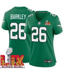 Women Philadelphia Eagles Saquon Barkley #26 Kelly Green 2024 2025 Super Bowl LIX F U S E Stitched NFL Jersey Women Philadelphia Eagles Saquon Barkley #26 Kelly Green 2024 2025 Super Bowl LIX F U S E Stitched NFL Jersey