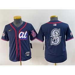 Youth American League Seattle Mariners Team Big Logo Navy 2025 All Star Edition Limited Stitched Baseball Jersey 2