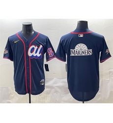 Men American League Seattle Mariners Team Big Logo Navy 2025 All Star Edition Limited Stitched Baseball Jersey 001