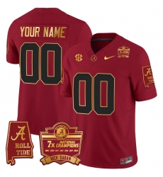 Men Women Youth Alabama Crimson Tide Nick Saban 7x Champions Patch Gold Trim Custom Jersey All Stitched Crimson