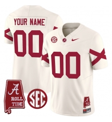 Men Women Youth Alabama Crimson Tide Vapor Limited Custom Jersey V6 Alabama Map All Stitched Cream