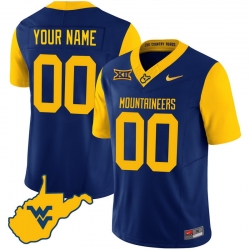 Men Women Youth West Virginia Mountaineers 2024 Country Roads Custom Jersey All Stitched Navy