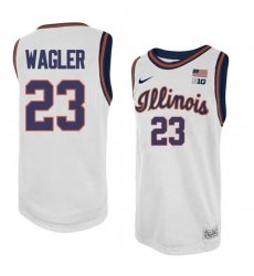Men's #23 Keaton Wagler Illinois Fighting Illini College Basketball Jersey White
